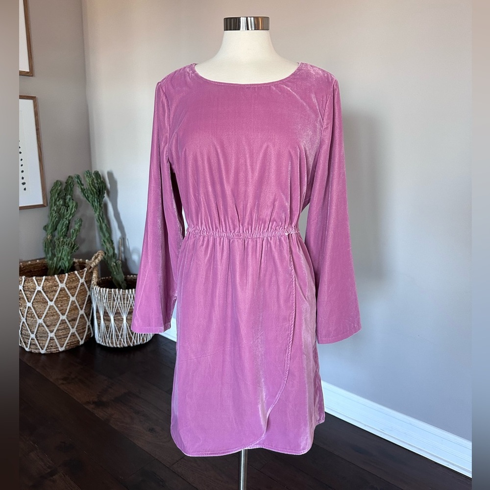 J. Crew Factory Dress Tulip Hem Velvet Wrap Special Occasion Guava Berry 14 - Picture 11 of 14